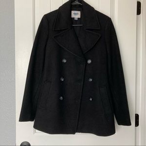 Black wool blend pea coat